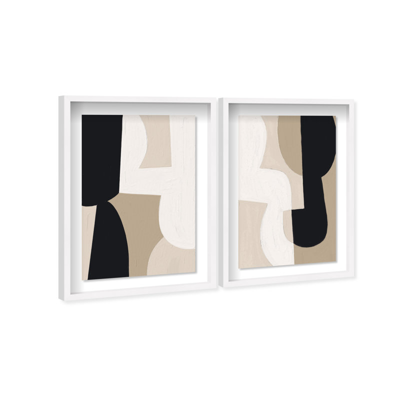 El Modernista Set Shadowbox Abstract Print by Oliver Gal, Black Frame, 10 x 15, 21.5"H x 31.5"W, White Shadowbox