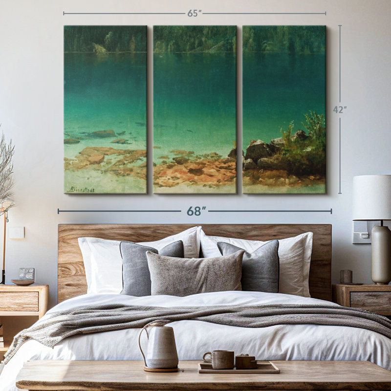 «Lake Scene» sur, H 42 po x l 65 po
