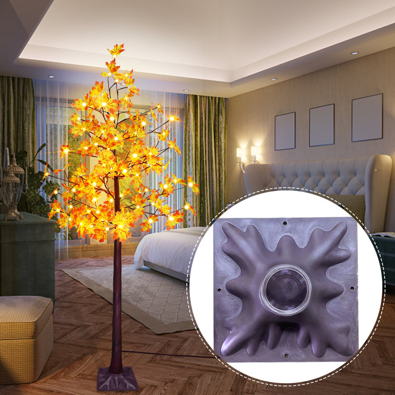 6' Maple Tree Led Lighted Decorations Artificial Leaves Solar Power for Outdoor