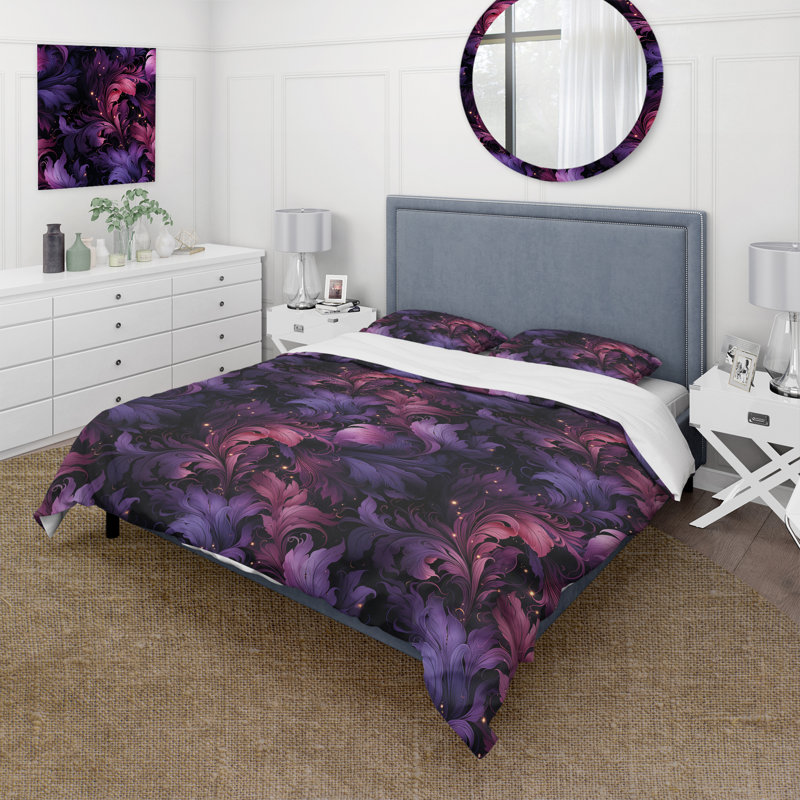 Ensemble de housse de couette à motif floral, Housse de couette simple + 1 taie décorative stan