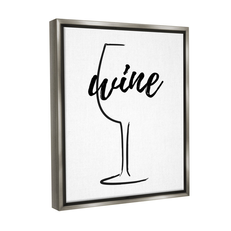 "Verre à vin minimal" par Martina Pavlova sur toile, Cadre flottant gris lustré, H 21 po x l 17 po
