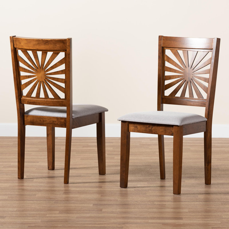 18.9'' H Fabric Upholstered Side Chair, Gray, Walnut Brown