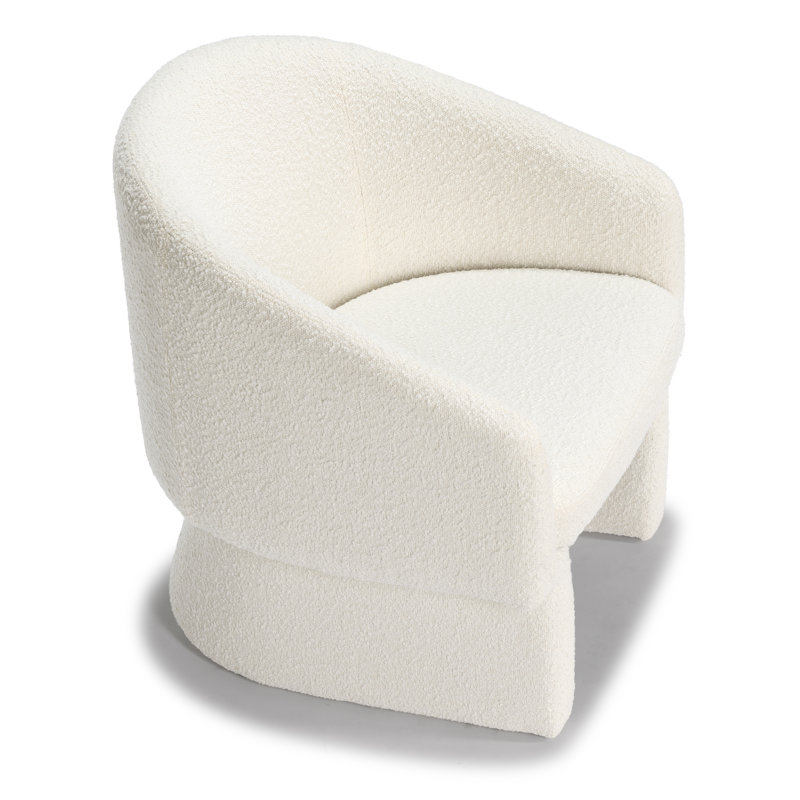Fauteuil demi-tonneau en velours Amanada, Boucle blanc