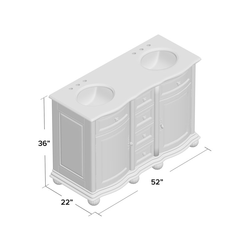 Ensemble de meuble-lavabo double 52 po Quintara, Brun baltique