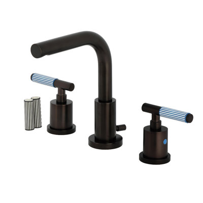 Kingston Brass Synchronous Two-Handle 3-Hole Deck Mount Widespread Bathroom Faucet with Brass Pop-Up Drain