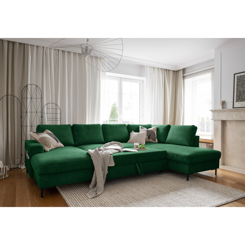 Lofty Lilly 8 seater Corner Sofa Bed, Emerald Green, Right Hand Facing