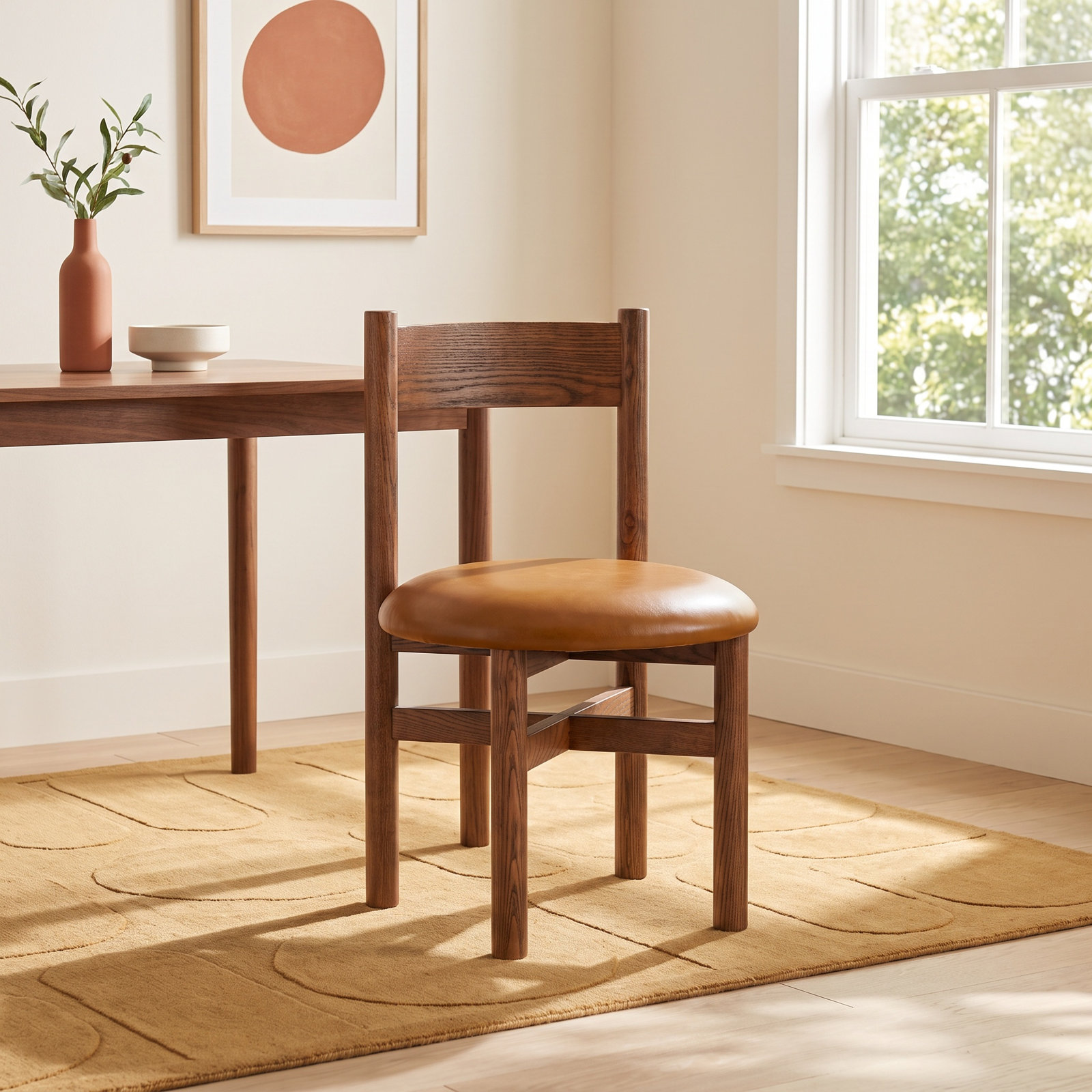 Zoyah Linen Dining Chair, Brown/Walnut