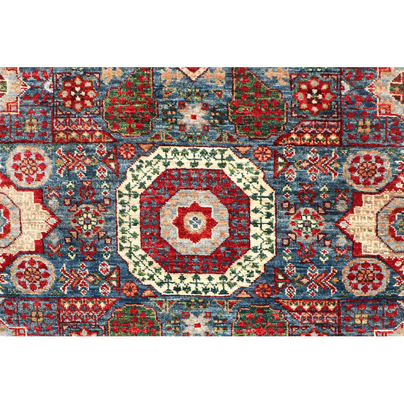 Chemin de table bleu marine et rouge noué à la main de haute qualité