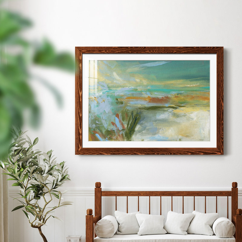 Plage de sable - peinture encadrée, H 31,5 po x l 23,5 po x P 1,5 po, Brun, Blanc