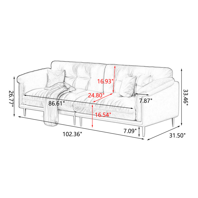 Canapé modulaire brun en polyester, 33.46" H x 102.36" W x 31.5" D, Brun