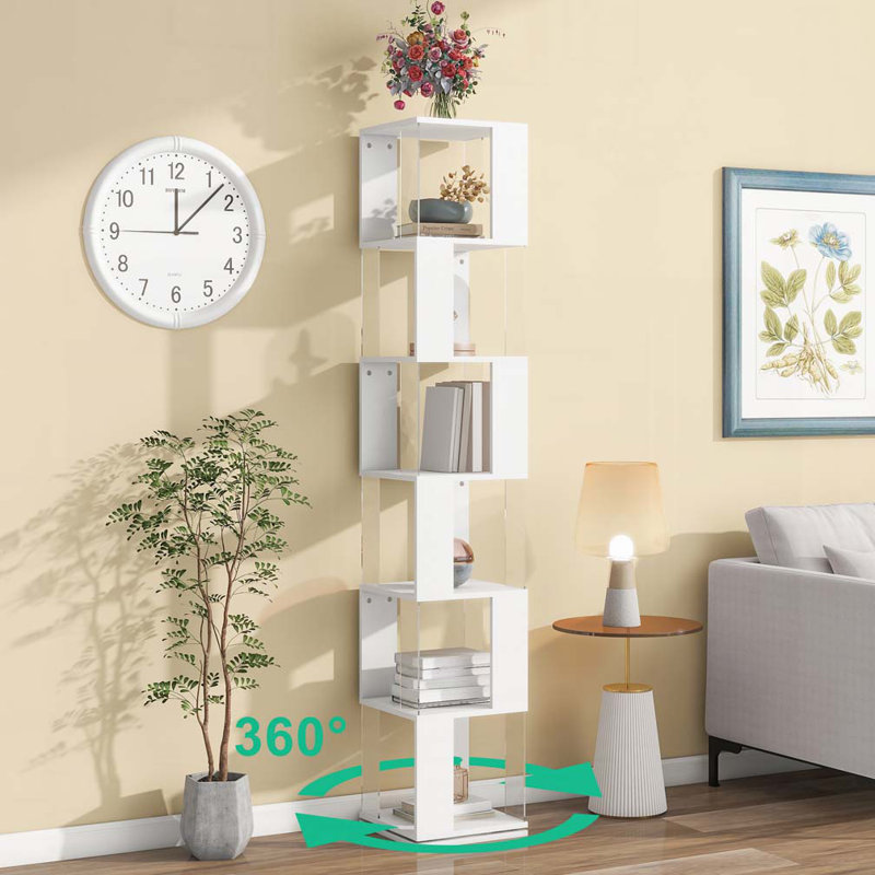 6 Tier Large Open Bookshelf, White