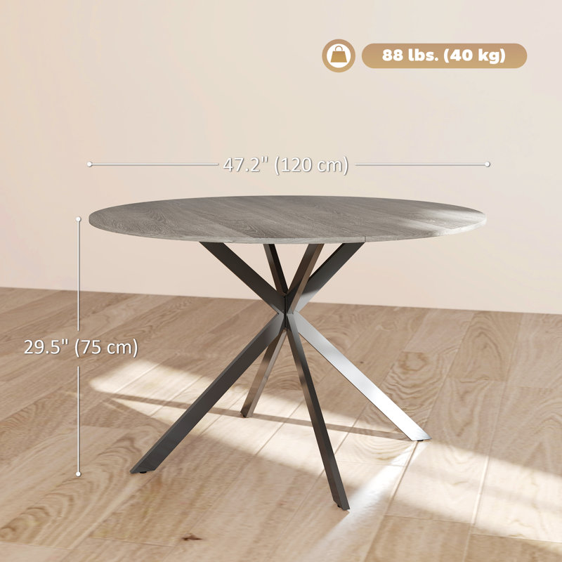 Table de salle à manger ronde pour 4 tables de cuisine avec pieds en acier gris et noir
