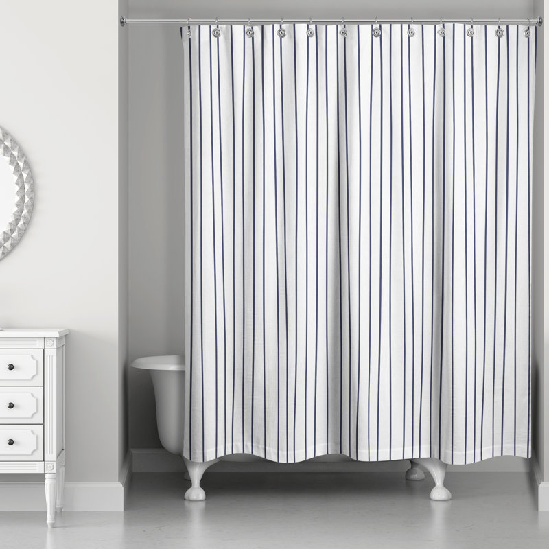 Wagar Striped Shower Curtain, Navy