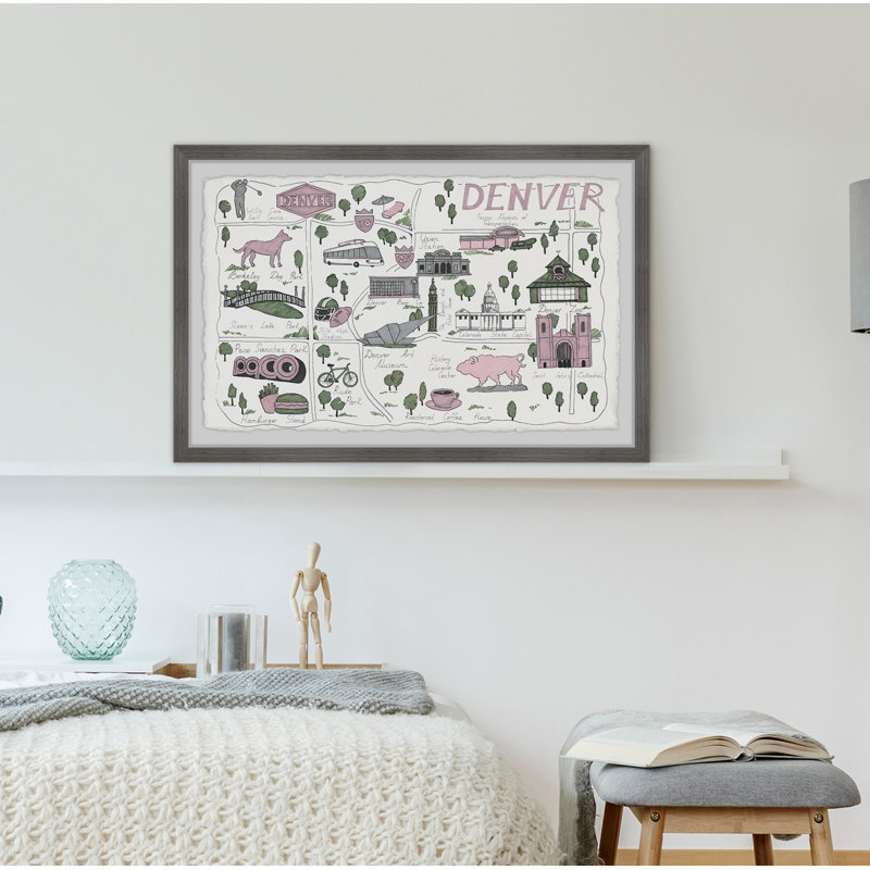 Attraits de Denver City - Reproduction de photo encadrée sur papier, H 8 po x l 12 po x P 1,5 po