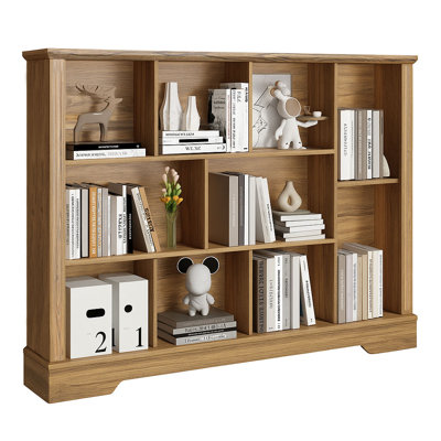 10-cube Farmhouse Bookcase With Adjustable Shelf – Rustic Brown