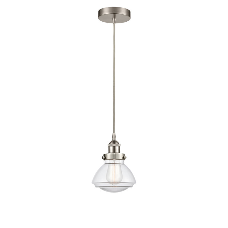 Luminaire suspendu en forme de cloche à 1 lumière Caille, Transparent, Nickel satiné brossé