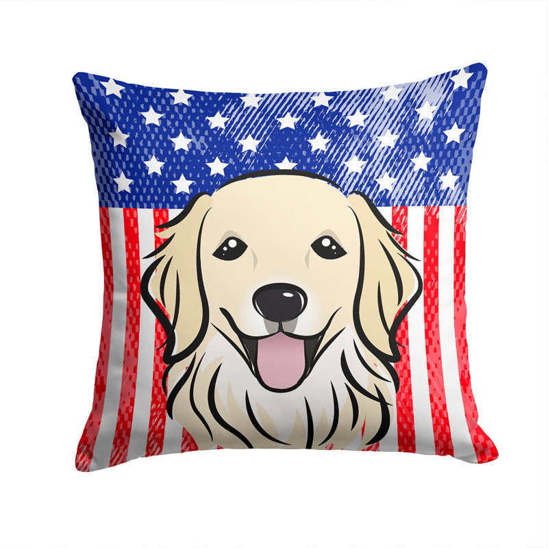  Coussin 14 "American Flag, 14 po x 14 po, Golden retriever 1