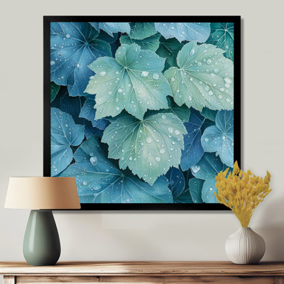 Morning Dewy Leaves I - feuilles, art mural