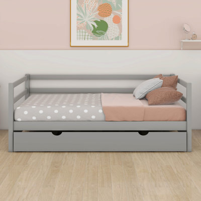 Lit de jour simple avec couchette - Structure et tête de lit en bois de pin