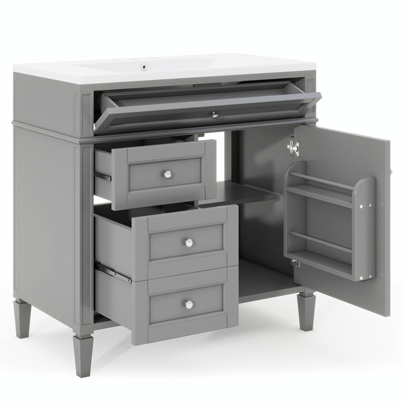 Ensemble de meuble-lavabo simple 36 po avec comptoir Sabaha, Gris