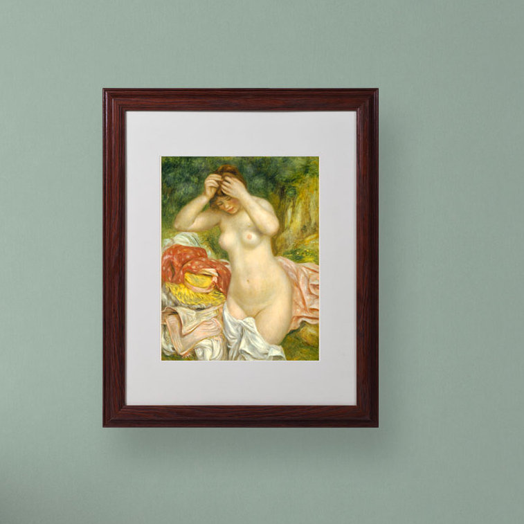 «Bather Arranging Her Hair» par Pierre-Auguste Renoir - reproduction d'art sur toile, H 20 po x l 16 po x P 0,5 po, Brun