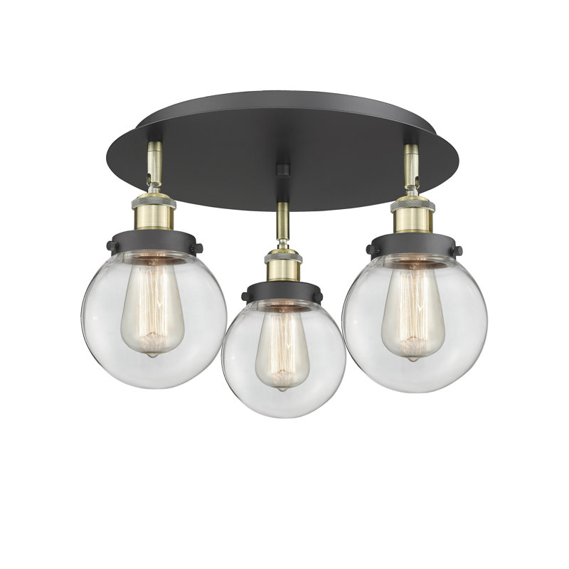 Alphonsa Glass Flush Mount, Clear, Black Antique Brass