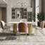 55" Luxury Dining Table with Random Natural Pattern Sintered Stone Top & Metal Base, Modern Rectangular Dining Table, Elegant Kitchen Dining Room Furniture,4-chair-120276779-120276778