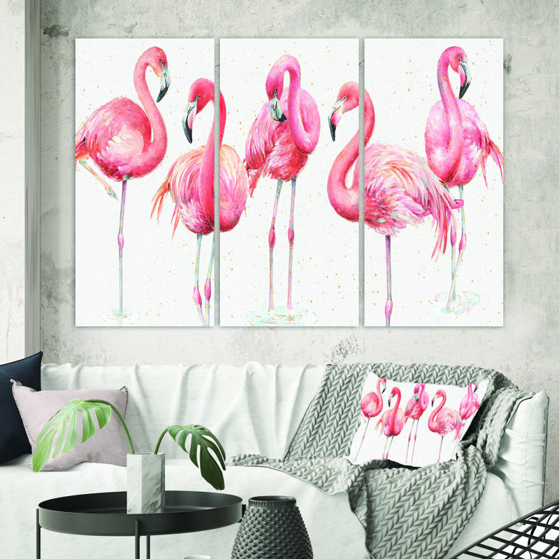 Ensemble de 3 peintures florales roses et roses, H 28 po x l 36 po x P 1 po