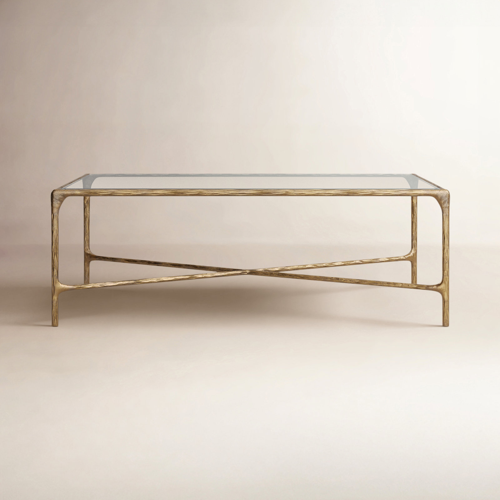 Evelynn Single Coffee Table, Brass, Clear