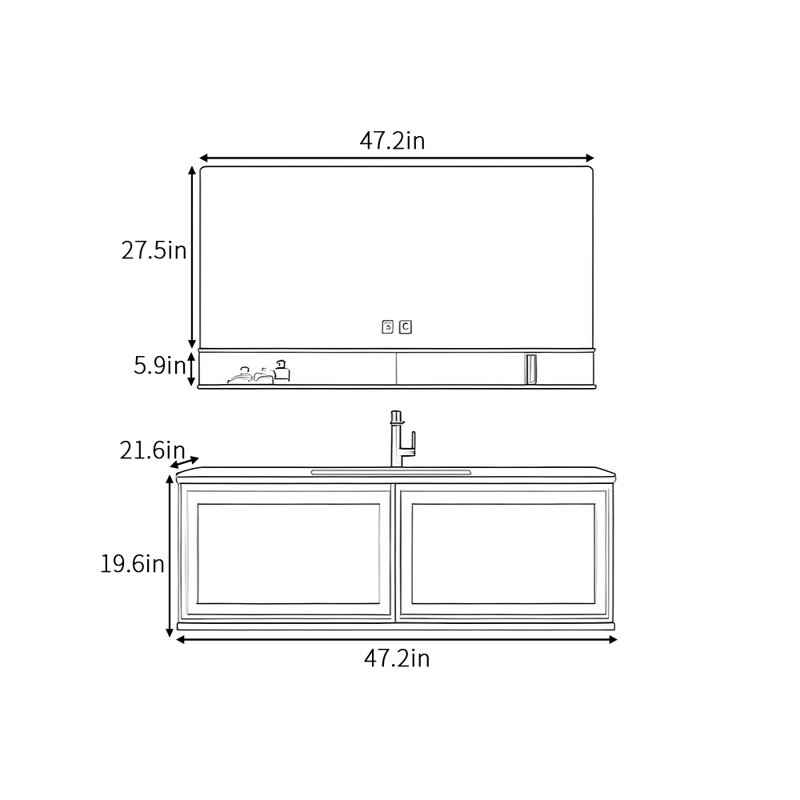 Italian style light luxury bathroom cabinet