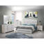 Grand lit avec tête de lit à lattes intemporelle - Bois pour chambre à coucher Chic rustique en placage 3D blanc bord de mer-877580683