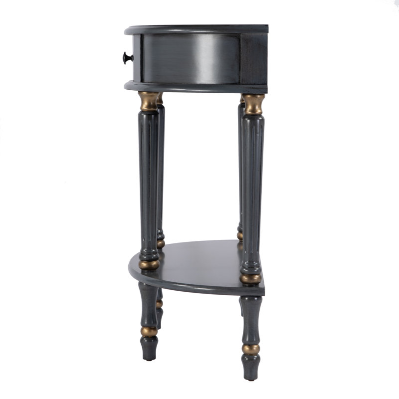 Mozart Demilune Console Table with Storage, Antique Blue