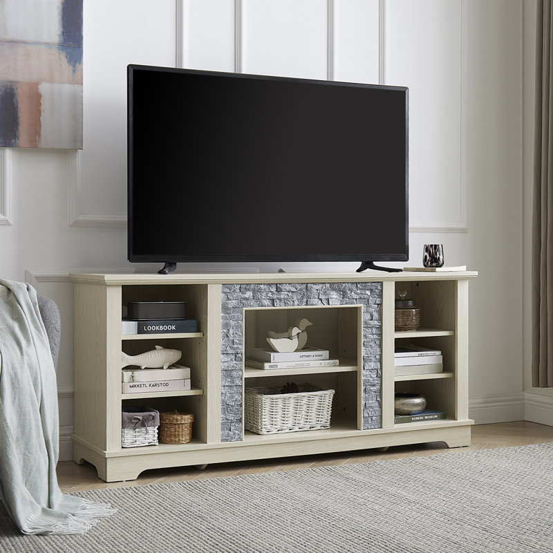 Crédence de rangement Jazai, Blanc, H 26 po x l 58 po x P 15 po, Non
