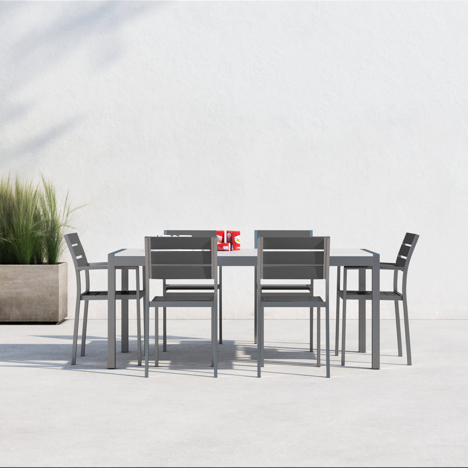 Aynura 71" Patio Dining Set, Gray/Silver