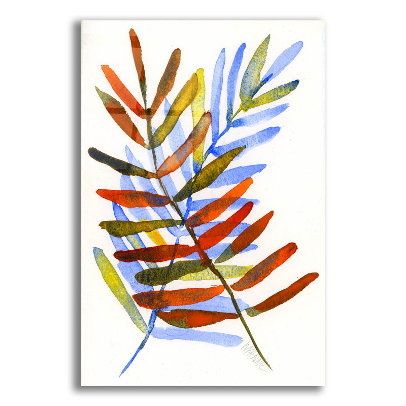 «Blue and Orange Leaves» par Wyanne, H 24 po x l 16 po