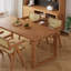 Table de salle à manger rectangulaire en bois massif brun-1195848205