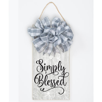 Simply Blessed Wood Plaque 13.625"x6.75"