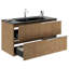 Kora Geo 24" Fluted Wall-Mounted Single Bathroom Vanity with Integrated Ceramic Top & Handles-93609682-93730769