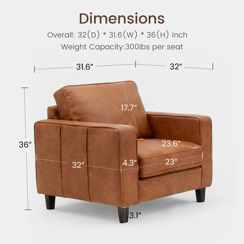 Fauteuil rembourré en polyuréthane 31,6 po