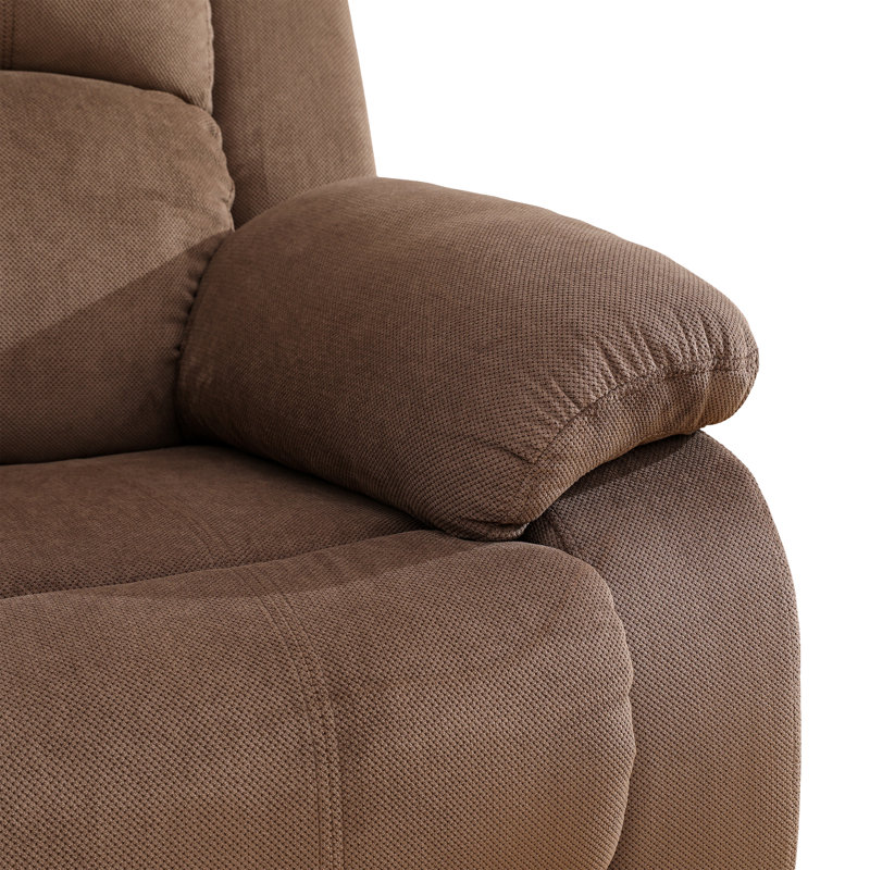 Double fauteuil inclinable manuel, causeuse rembourrée avec porte-gobelets, velours, brun, Velours brun