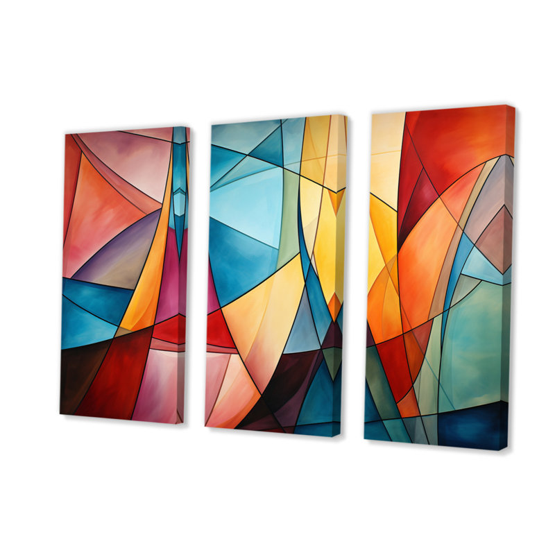 «Cubism Rainbow Forms III - Cubism», reproduction d'art sur toile, H 28 po x l 36 po x P 1 po