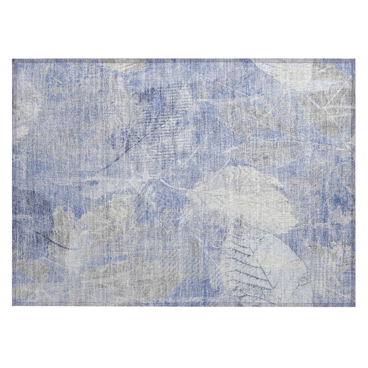 Machine Washable Indoor/Outdoor Xhevrie Denim Rug