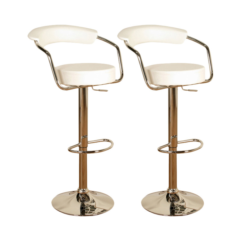 Swivel Yes Upholstered Faux Leather Yes Bar Stool, Milk