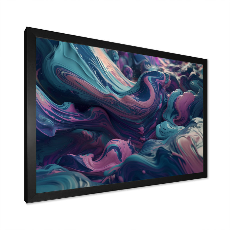 " Abstracted Flowing Forms I ", Black Closed Corner Framed Canvas, 12" H x 20" W x 1" D