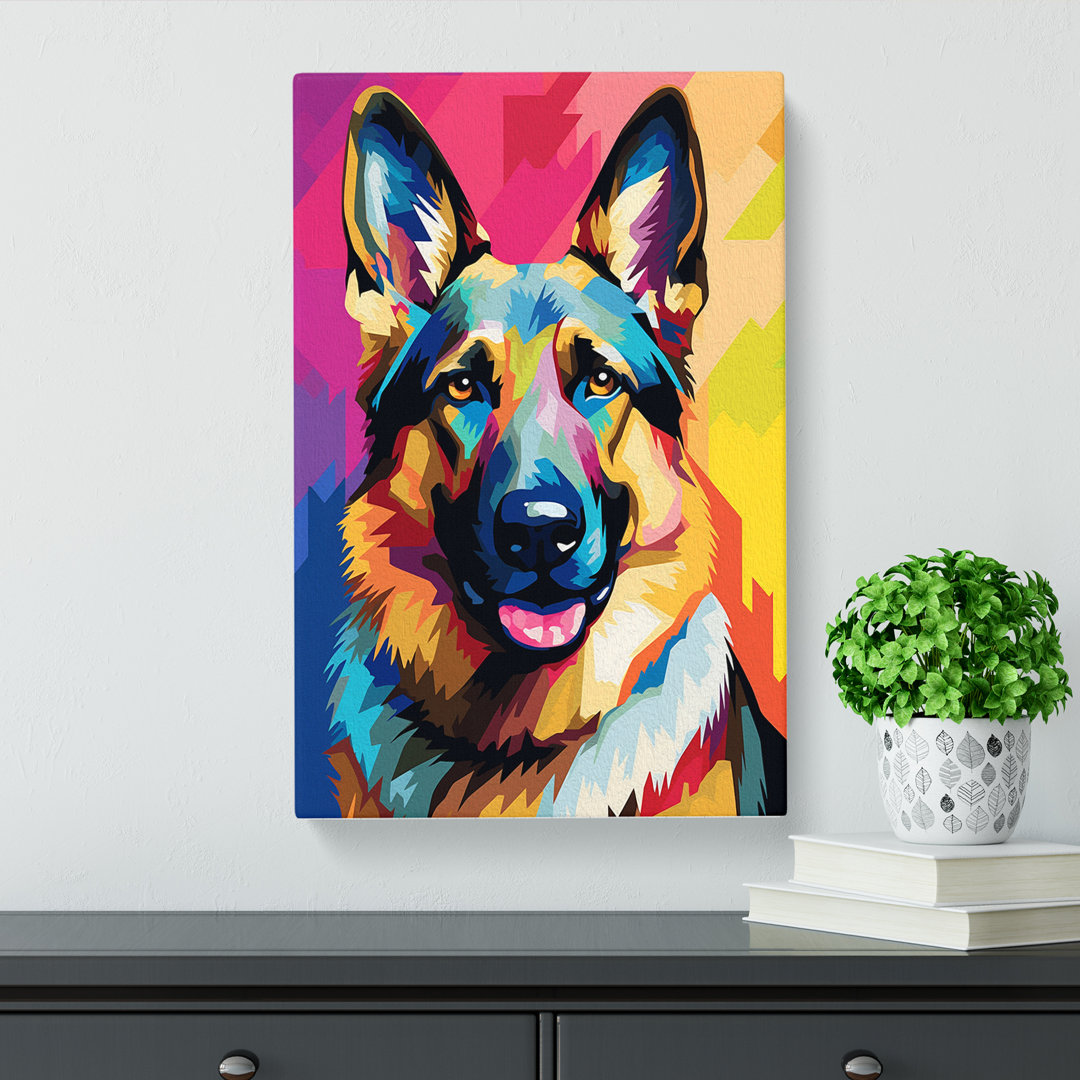 German Shepherd Colour Field No.2 - Wrapped Canvas