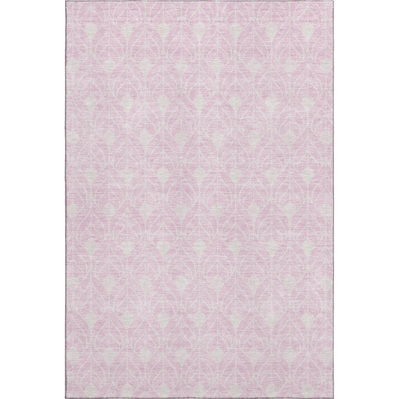 Premium Machine Washable Prisco Pink Rug, Rectangle 2'6" x 3'10"
