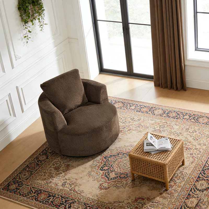 Fauteuil d'appoint pivotant à 360 ° compressible, Marron foncé