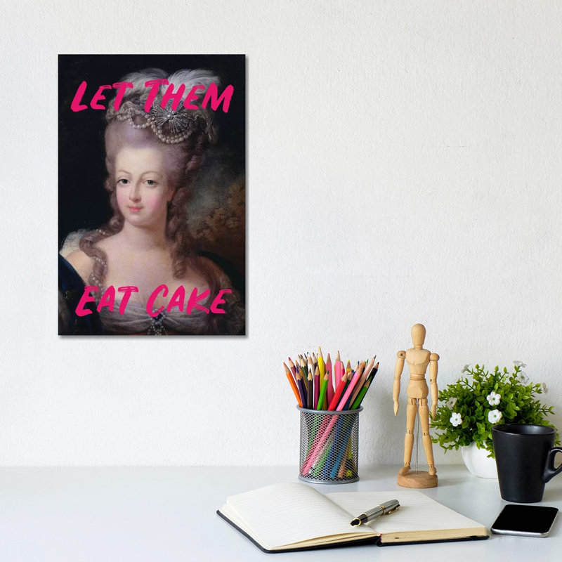 Marie Antoinette Hot Pink Text - Wrapped Canvas Gallery-Wrapped Canvas Giclée, 20.32 cm H x 30.48 cm W