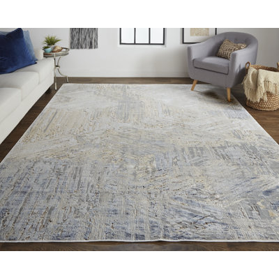 Tapis Corven Brushstroke, bouleau ivoire / gris argenté / brun clair, tapis 5 pi x 7 pi 10 po