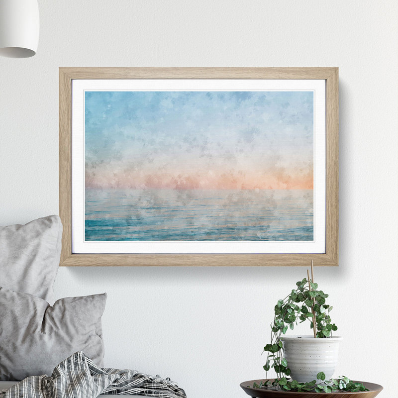 Ferring Beach - Picture Frame Painting, 36cm H x 48cm W x 2cm D, Oak Framed